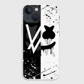 Чехол для iPhone 13 mini с принтом ALAN WALKER x MARSHMELLO в Петрозаводске,  |  | Тематика изображения на принте: alan walker | aw | electro | electro music | marshmello | music | алан уокер | маршмелло | музыка | музыкант | электро | электронная музыка