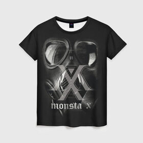 Женская футболка 3D с принтом Monsta X в Петрозаводске, 100% полиэфир ( синтетическое хлопкоподобное полотно) | прямой крой, круглый вырез горловины, длина до линии бедер | dramarama | edm | hyungwon | idol | im | j pop | jooheon | k pop | kihyun | kpop | minhyuk | mv | shownu | the code | wonho | вонхо | монста х | хип хоп