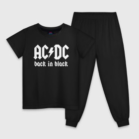 Детская пижама хлопок с принтом AC/DC BACK IN BLACK в Петрозаводске, 100% хлопок |  брюки и футболка прямого кроя, без карманов, на брюках мягкая резинка на поясе и по низу штанин
 | ac dc | acdc | ас дс | асдс