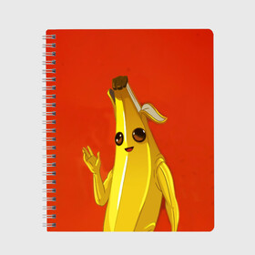 Тетрадь с принтом Banana в Петрозаводске, 100% бумага | 48 листов, плотность листов — 60 г/м2, плотность картонной обложки — 250 г/м2. Листы скреплены сбоку удобной пружинной спиралью. Уголки страниц и обложки скругленные. Цвет линий — светло-серый
 | Тематика изображения на принте: epic | fortnite | банан | фортнайт | эпик