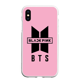 Чехол для iPhone XS Max матовый с принтом BTS and BLACKPINK в Петрозаводске, Силикон | Область печати: задняя сторона чехла, без боковых панелей | bangtan boys | black | blackpink | bt21 | bts | k pop | pink | rose | блек пинк | блекпинк | блэк пинк | блэкпинк | бтс