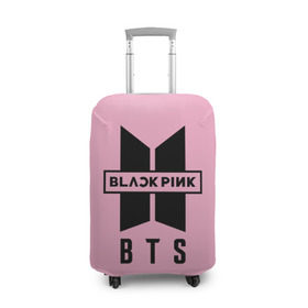 Чехол для чемодана 3D с принтом BTS and BLACKPINK в Петрозаводске, 86% полиэфир, 14% спандекс | двустороннее нанесение принта, прорези для ручек и колес | bangtan boys | black | blackpink | bt21 | bts | k pop | pink | rose | блек пинк | блекпинк | блэк пинк | блэкпинк | бтс