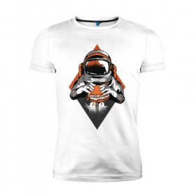 Мужская футболка премиум с принтом Космонавт в Петрозаводске, 92% хлопок, 8% лайкра | приталенный силуэт, круглый вырез ворота, длина до линии бедра, короткий рукав | astronaut | cosmonaut | nasa | астронавт | бургер | в космосе | еда | космонавт | космос | наса