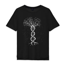 Мужская футболка хлопок Oversize с принтом Днк Дерево в Петрозаводске, 100% хлопок | свободный крой, круглый ворот, “спинка” длиннее передней части | biology | dna | geek | scince | tree | абстракция | биолог | биология | гик | дерево | днк | лаборатория | наука | ученые | ученый