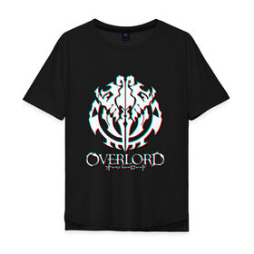 Мужская футболка хлопок Oversize с принтом Overlord: Glitch. в Петрозаводске, 100% хлопок | свободный крой, круглый ворот, “спинка” длиннее передней части | overlord | аниме | лого | логотип | оверлорд | сериал