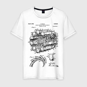 Мужская футболка хлопок с принтом Aircraft в Петрозаводске, 100% хлопок | прямой крой, круглый вырез горловины, длина до линии бедер, слегка спущенное плечо. | aircraft | patent | двигатель | идея | история | космос | мощь | патент | разработка | самолет | турбина | чертеж | чертежи