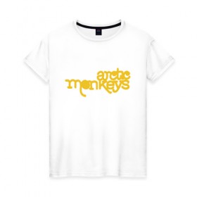 Женская футболка хлопок с принтом Arctic Monkeys в Петрозаводске, 100% хлопок | прямой крой, круглый вырез горловины, длина до линии бедер, слегка спущенное плечо | 