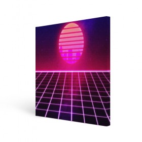 Холст квадратный с принтом DISCO SUNRISE в Петрозаводске, 100% ПВХ |  | bright | colorful | cool | disco | music | music lover | retro | speaker | tape recorder | technique | vintage | винтаж | динамик | диско | магнитофон | меломан | музыка | неон | разноцветный | ретро | техника