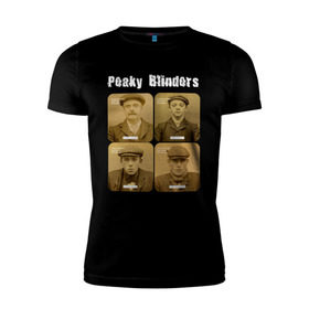 Мужская футболка премиум с принтом Peaky Blinders в Петрозаводске, 92% хлопок, 8% лайкра | приталенный силуэт, круглый вырез ворота, длина до линии бедра, короткий рукав | peaky blinders | острые козырьки | сериал