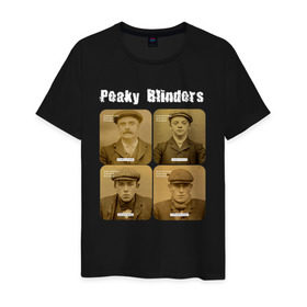 Мужская футболка хлопок с принтом Peaky Blinders в Петрозаводске, 100% хлопок | прямой крой, круглый вырез горловины, длина до линии бедер, слегка спущенное плечо. | peaky blinders | острые козырьки | сериал