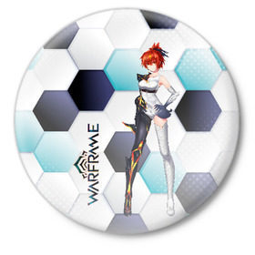 Значок с принтом Warframe girl anime в Петрозаводске,  металл | круглая форма, металлическая застежка в виде булавки | digital extremes | excalibur | nyx | saryn | space | warframe | варфрэйм | космос | шутер
