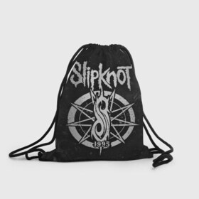Рюкзак-мешок 3D с принтом Slipknot в Петрозаводске, 100% полиэстер | плотность ткани — 200 г/м2, размер — 35 х 45 см; лямки — толстые шнурки, застежка на шнуровке, без карманов и подкладки | 