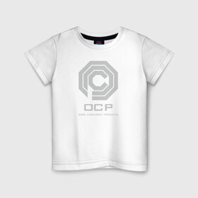 Детская футболка хлопок с принтом OCP в Петрозаводске, 100% хлопок | круглый вырез горловины, полуприлегающий силуэт, длина до линии бедер | omni consumer products | алекс мёрфи | робокоп. детройт