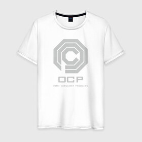 Мужская футболка хлопок с принтом OCP в Петрозаводске, 100% хлопок | прямой крой, круглый вырез горловины, длина до линии бедер, слегка спущенное плечо. | omni consumer products | алекс мёрфи | робокоп. детройт