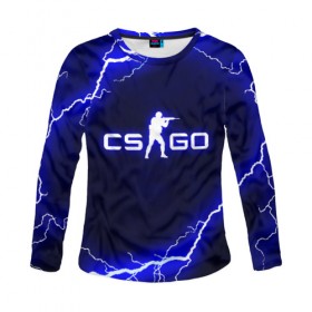 Женский лонгслив 3D с принтом CS GO LIGHTNING STYLE в Петрозаводске, 100% полиэстер | длинные рукава, круглый вырез горловины, полуприлегающий силуэт | astralis | awp | counter strike | cs go | cs go global offensive | faze clan | hyper beast | team liquid | thunder | астралис | молнии | тим ликвид | фейз клан | хайпер бист | шторм