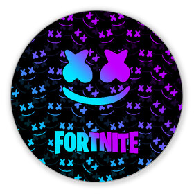 Коврик для мышки круглый с принтом FORTNITE x MARSHMELLO NEON  в Петрозаводске, резина и полиэстер | круглая форма, изображение наносится на всю лицевую часть | Тематика изображения на принте: 2019 | armor | armour | cybersport | esport | fortnite | game | llama | logo | броня | игра | киберспорт | лама | фиолетовый | фирменные цвета | фортнайт