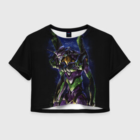 Женская футболка Crop-top 3D с принтом EVANGELION в Петрозаводске, 100% полиэстер | круглая горловина, длина футболки до линии талии, рукава с отворотами | angel | eva | evangelion | neon genesis evangelion | nerv | аска лэнгли сорью | ева | евангелион | мисато кацураги | рей аянами | синдзи