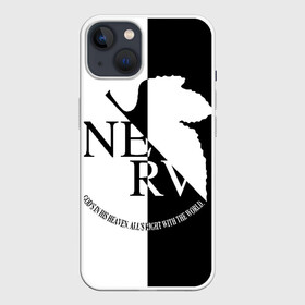 Чехол для iPhone 13 с принтом Nerv black and white в Петрозаводске,  |  | angel | eva | evangelion | neon genesis evangelion | nerv | аска лэнгли сорью | ева | евангелион | мисато кацураги | рей аянами | синдзи