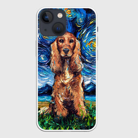 Чехол для iPhone 13 mini с принтом Кокер спаниель (Van Gogh style в Петрозаводске,  |  | gogh | van | vincent | willem | ван | винсент | гог | кокер | пёс | постимпрессионизм | собака | спаниель | художник