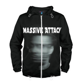 Мужская ветровка 3D с принтом Massive Attack в Петрозаводске, 100% полиэстер | подол и капюшон оформлены резинкой с фиксаторами, два кармана без застежек по бокам, один потайной карман на груди | грант маршалл | роберт дель ная | трип хоп