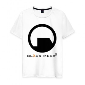 Мужская футболка хлопок с принтом HALF-LIFE BLACK MESA в Петрозаводске, 100% хлопок | прямой крой, круглый вырез горловины, длина до линии бедер, слегка спущенное плечо. | 