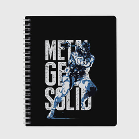 Тетрадь с принтом Metal Gear в Петрозаводске, 100% бумага | 48 листов, плотность листов — 60 г/м2, плотность картонной обложки — 250 г/м2. Листы скреплены сбоку удобной пружинной спиралью. Уголки страниц и обложки скругленные. Цвет линий — светло-серый
 | Тематика изображения на принте: big boss | gear | hideo kojima | konami | metal | mgs | mgs5 | raiden | snake | solid | большой босс | конами | мгс | металл | райден | снейка | твердый | хидео кодзима | шестерни