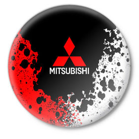 Значок с принтом MITSUBISHI в Петрозаводске,  металл | круглая форма, металлическая застежка в виде булавки | mitsubishi | sport | митсубиси | митсубиши | спорт