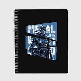 Тетрадь с принтом Metal Gear в Петрозаводске, 100% бумага | 48 листов, плотность листов — 60 г/м2, плотность картонной обложки — 250 г/м2. Листы скреплены сбоку удобной пружинной спиралью. Уголки страниц и обложки скругленные. Цвет линий — светло-серый
 | big boss | gear | hideo kojima | konami | metal | mgs | mgs5 | raiden | snake | solid | большой босс | конами | мгс | металл | райден | снейка | твердый | хидео кодзима | шестерни