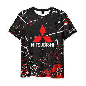 Мужская футболка 3D с принтом MITSUBISHI в Петрозаводске, 100% полиэфир | прямой крой, круглый вырез горловины, длина до линии бедер | mitsubishi | sport | митсубиси | митсубиши | спорт