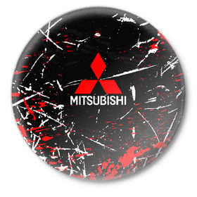 Значок с принтом MITSUBISHI в Петрозаводске,  металл | круглая форма, металлическая застежка в виде булавки | mitsubishi | sport | митсубиси | митсубиши | спорт