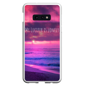 Чехол для Samsung S10E с принтом My Lucifer is lonely в Петрозаводске, Силикон | Область печати: задняя сторона чехла, без боковых панелей | Тематика изображения на принте: bad guy | billie eilish | билли айлиш | эйлиш