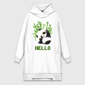 Платье-худи хлопок с принтом Panda Hello в Петрозаводске,  |  | panda hello | животные | панда | панды | привет