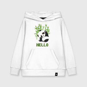 Детская толстовка хлопок с принтом Panda Hello в Петрозаводске, 100% хлопок | Круглый горловой вырез, эластичные манжеты, пояс, капюшен | panda hello | животные | панда | панды | привет