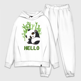 Мужской костюм хлопок OVERSIZE с принтом Panda Hello в Петрозаводске,  |  | panda hello | животные | панда | панды | привет