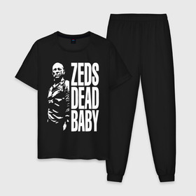 Мужская пижама хлопок с принтом zed is dead baby в Петрозаводске, 100% хлопок | брюки и футболка прямого кроя, без карманов, на брюках мягкая резинка на поясе и по низу штанин
 | Тематика изображения на принте: baby | bruce | dead | fiction | pulp | quentin | tarantino | willis | zed | брюс | квентин | криминально | мотоцикл | ракета | тарантино | уиллис | чёпер | чтиво