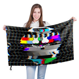 Флаг 3D с принтом MARSHMELLO в Петрозаводске, 100% полиэстер | плотность ткани — 95 г/м2, размер — 67 х 109 см. Принт наносится с одной стороны | christopher comstock | dj | marshmello | music | диджей | клубная музыка | клубняк | крис комсток | маршмеллоу | музыка