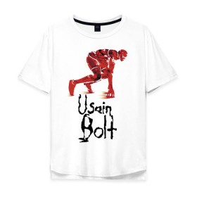 Мужская футболка хлопок Oversize с принтом Usain Bolt в Петрозаводске, 100% хлопок | свободный крой, круглый ворот, “спинка” длиннее передней части | athletics | jamaica | man | run | runner | sport | sportsman | usain bolt | легкая атлетика | мужчина | спорт | спортсмен | ямайка
