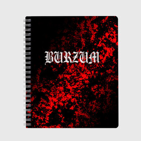 Тетрадь с принтом Burzum в Петрозаводске, 100% бумага | 48 листов, плотность листов — 60 г/м2, плотность картонной обложки — 250 г/м2. Листы скреплены сбоку удобной пружинной спиралью. Уголки страниц и обложки скругленные. Цвет линий — светло-серый
 | Тематика изображения на принте: burzum | ghotic | варг викернес | мрак | тьма