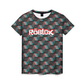 Женская футболка 3D с принтом ROBLOX GLITCH в Петрозаводске, 100% полиэфир ( синтетическое хлопкоподобное полотно) | прямой крой, круглый вырез горловины, длина до линии бедер | 