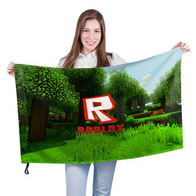Флаг 3D с принтом ROBLOX в Петрозаводске, 100% полиэстер | плотность ткани — 95 г/м2, размер — 67 х 109 см. Принт наносится с одной стороны | game | gamer | logo | minecraft | roblox | simulator | игра | конструктор | лого | симулятор | строительство | фигура