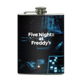 Фляга с принтом FIVE NIGHTS AT FREDDYS в Петрозаводске, металлический корпус | емкость 0,22 л, размер 125 х 94 мм. Виниловая наклейка запечатывается полностью | Тематика изображения на принте: 5 ночей с фредди | animation | bonnie | chica | five nights at freddys | fnaf | foxy | freddy | funny | horror | scary | бонни | майк | пять | ужас | фнаф | фокси | фредди | чика | шмидт