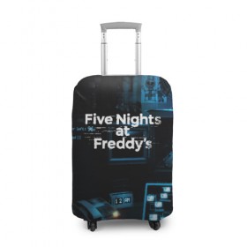 Чехол для чемодана 3D с принтом FIVE NIGHTS AT FREDDYS в Петрозаводске, 86% полиэфир, 14% спандекс | двустороннее нанесение принта, прорези для ручек и колес | 5 ночей с фредди | animation | bonnie | chica | five nights at freddys | fnaf | foxy | freddy | funny | horror | scary | бонни | майк | пять | ужас | фнаф | фокси | фредди | чика | шмидт