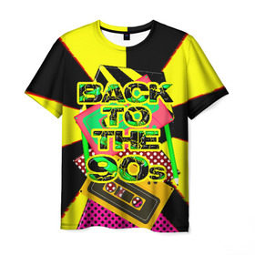 Мужская футболка 3D с принтом Back to the 90 в Петрозаводске, 100% полиэфир | прямой крой, круглый вырез горловины, длина до линии бедер | Тематика изображения на принте: 90е | back | back to the 90 | retro | ретро