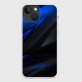 Чехол для iPhone 13 mini с принтом Blue and Black в Петрозаводске,  |  | Тематика изображения на принте: 3d | 3д | black | blue | texture | геометрия | красно синее | синий | текстуры | фигуры | черный