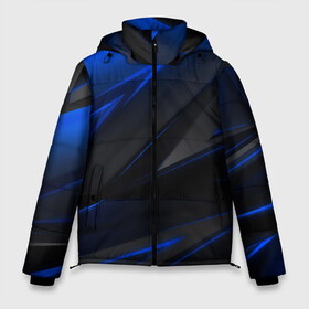Мужская зимняя куртка 3D с принтом Blue and Black в Петрозаводске, верх — 100% полиэстер; подкладка — 100% полиэстер; утеплитель — 100% полиэстер | длина ниже бедра, свободный силуэт Оверсайз. Есть воротник-стойка, отстегивающийся капюшон и ветрозащитная планка. 

Боковые карманы с листочкой на кнопках и внутренний карман на молнии. | 3d | 3д | black | blue | texture | геометрия | красно синее | синий | текстуры | фигуры | черный