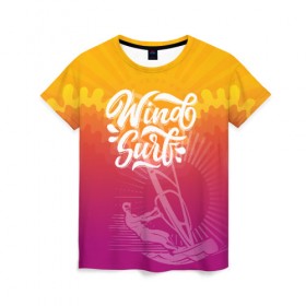 Женская футболка 3D с принтом Windsurf Summer в Петрозаводске, 100% полиэфир ( синтетическое хлопкоподобное полотно) | прямой крой, круглый вырез горловины, длина до линии бедер | surf | wind | wind surfing | windsurfing | винд серфинг | виндсерфинг | экстрим