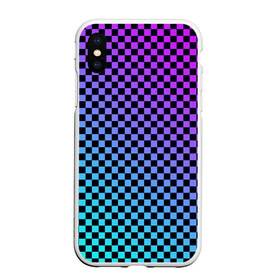 Чехол для iPhone XS Max матовый с принтом Checkerboard gradient в Петрозаводске, Силикон | Область печати: задняя сторона чехла, без боковых панелей | checkerboard | gradient | бойчик | градиент | клетка. ячейка | орнамент | френдзона | шахматная. доска | шашечки