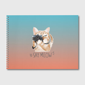 Альбом для рисования с принтом Say Meow в Петрозаводске, 100% бумага
 | матовая бумага, плотность 200 мг. | meow | кот | котенок | котик | котики | котятка | кошка | мяу | скажи мяу | фотоаппарат | фотограф