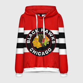 Мужская толстовка 3D с принтом Chicago Blackhawks в Петрозаводске, 100% полиэстер | двухслойный капюшон со шнурком для регулировки, мягкие манжеты на рукавах и по низу толстовки, спереди карман-кенгуру с мягким внутренним слоем. | blackhawks | chicago | индеец | чикаго блээкхокс