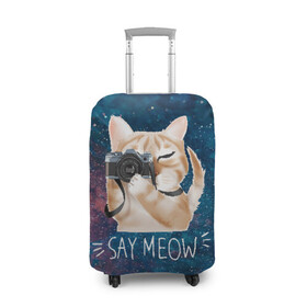 Чехол для чемодана 3D с принтом Say Meow в Петрозаводске, 86% полиэфир, 14% спандекс | двустороннее нанесение принта, прорези для ручек и колес | meow | кот | котенок | котик | котики | котятка | кошка | мяу | скажи мяу | фотоаппарат | фотограф